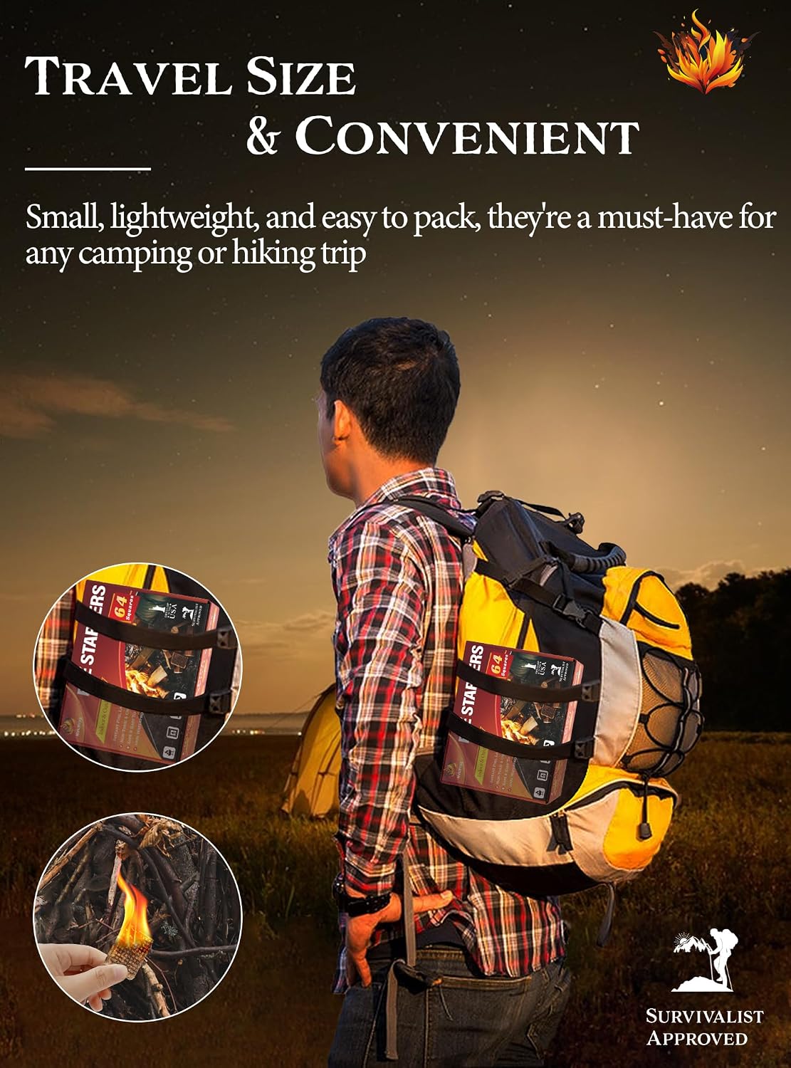Nvkrvks Fire Starter 64, Easy-Burning Fire Starter Squares for Campfires | Natural & Waterproof BBQ Fire Starters - Image 7