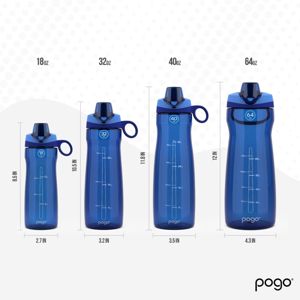 Pogo BPA-Free Tritan Plastic Water Bottle with Chug Lid, 32 Oz, Blue - Image 3
