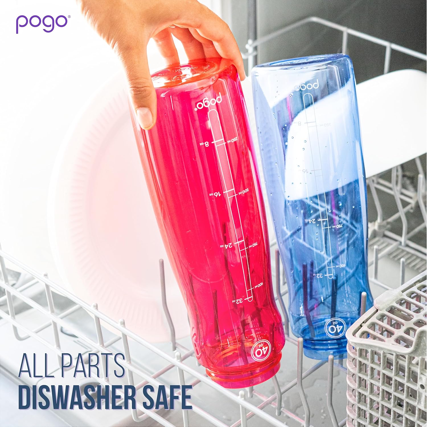 Pogo BPA-Free Tritan Plastic Water Bottle with Chug Lid, 32 Oz, Blue - Image 7