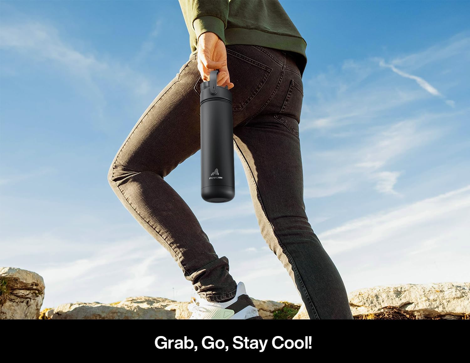 POWCAN 26 oz Insulated Water Bottle with 2-in-1 Straw and Spout Lid, Keep Cold 24H, Leak-Proof, Fits in Car Cup Holder, Stainless Steel Water Bottle for Sports, Travel, and School (Dark Knight) - Image 7