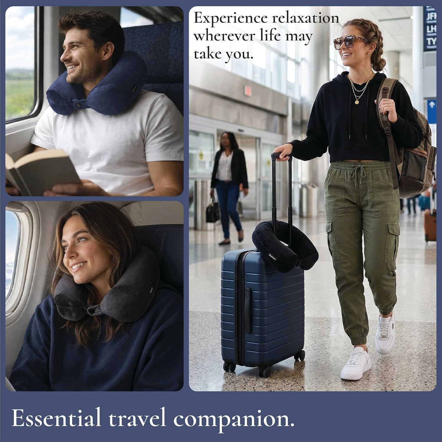 Brookstone Free Form Travel Pillow Lightweight Flexible Memory Foam Pillow | Adjustable Internal Spine Shapes Into a U, Roll or Curve for Neck, Back or Side-Sleeper Support, Foldable for Any Trip - Image 6