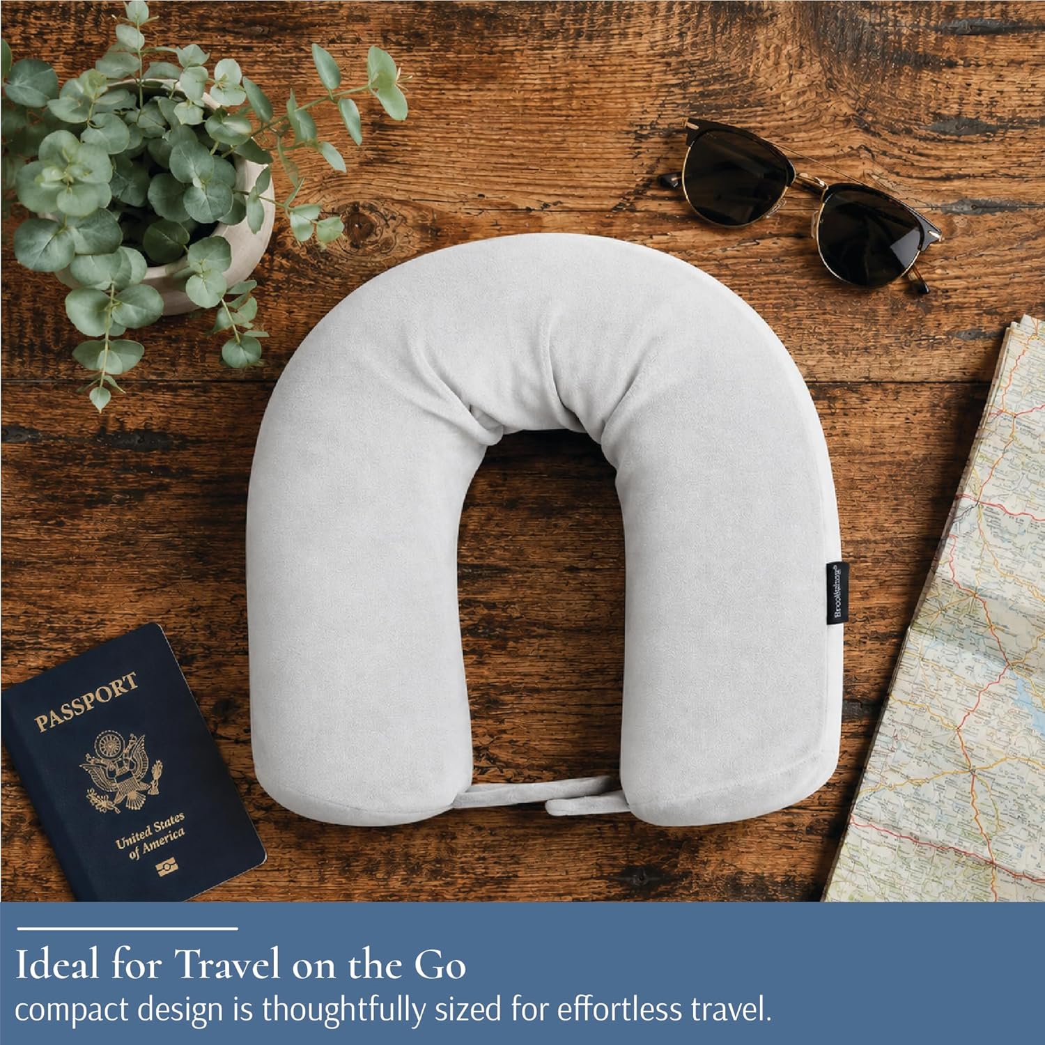 Brookstone Free Form Travel Pillow Lightweight Flexible Memory Foam Pillow | Adjustable Internal Spine Shapes Into a U, Roll or Curve for Neck, Back or Side-Sleeper Support, Foldable for Any Trip - Image 7