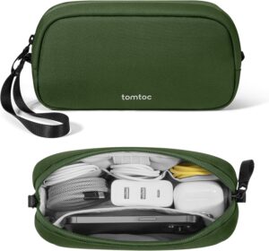 tomtoc Electronics Organizer Travel Case, Water Resistant Travel Bag Cable Organizer for Essentials, Tech Pouch Accessories Carry Storage for Cord, Phone, Cables, Airpods, USB Flash Drive, Daily Items | Water Resistant Tech Pouch Accessories Travel Bag Carry Storage for Cord, Phone, Cables, Airpods, USB Drive, Daily Items