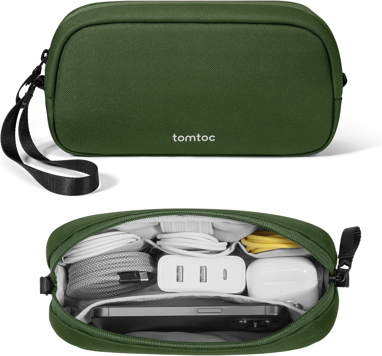 tomtoc Electronics Organizer Travel Case, Water Resistant Travel Bag Cable Organizer for Essentials, Tech Pouch Accessories Carry Storage for Cord, Phone, Cables, Airpods, USB Flash Drive, Daily Items | Water Resistant Tech Pouch Accessories Travel Bag Carry Storage for Cord, Phone, Cables, Airpods, USB Drive, Daily Items